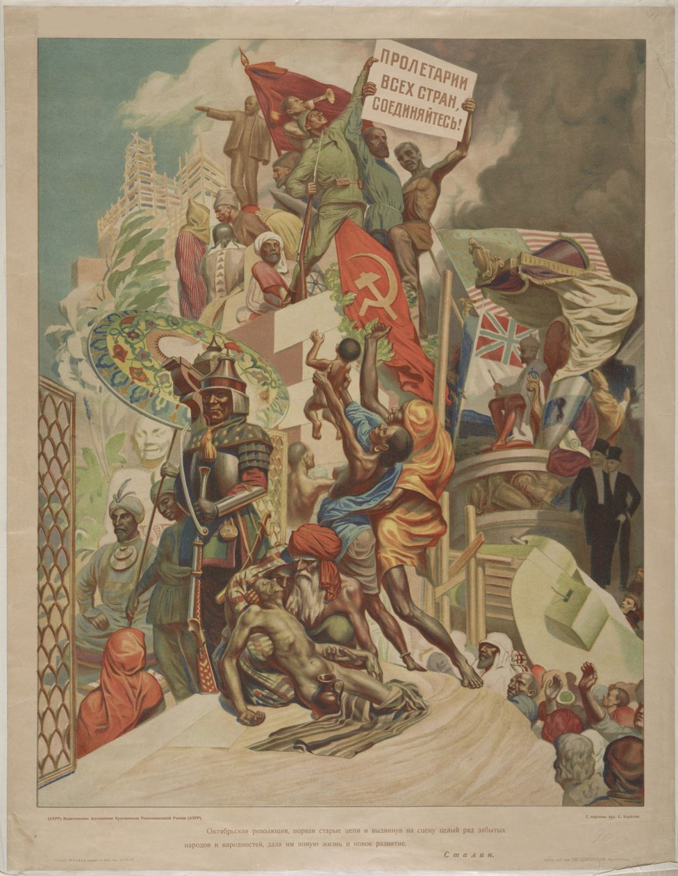 Rewolucja Październikowa dała nowe życie i rozwój niektórym zapomnianym ludom…, 1930. autorstwa Stepan Mikhaylovich Karpov