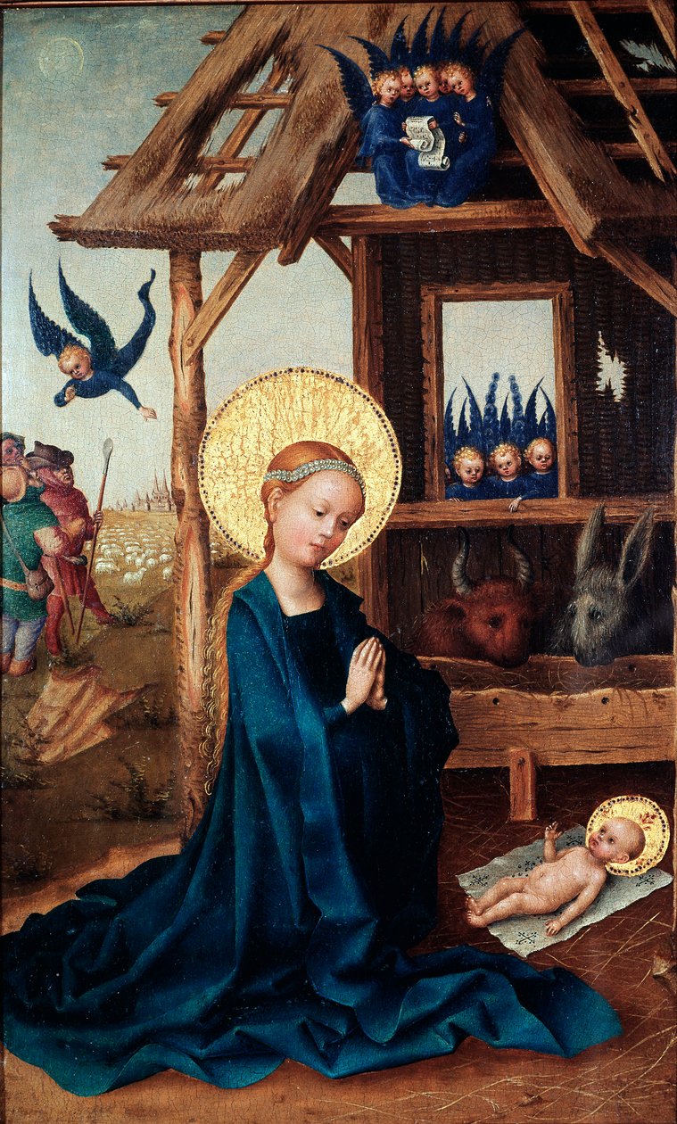 Adoracja Obrazu Dzieciątka Stephana Lochnera (ok. 1410-1451) XV-wieczna Stara Pinakoteka, Monachium autorstwa Stephan Lochner