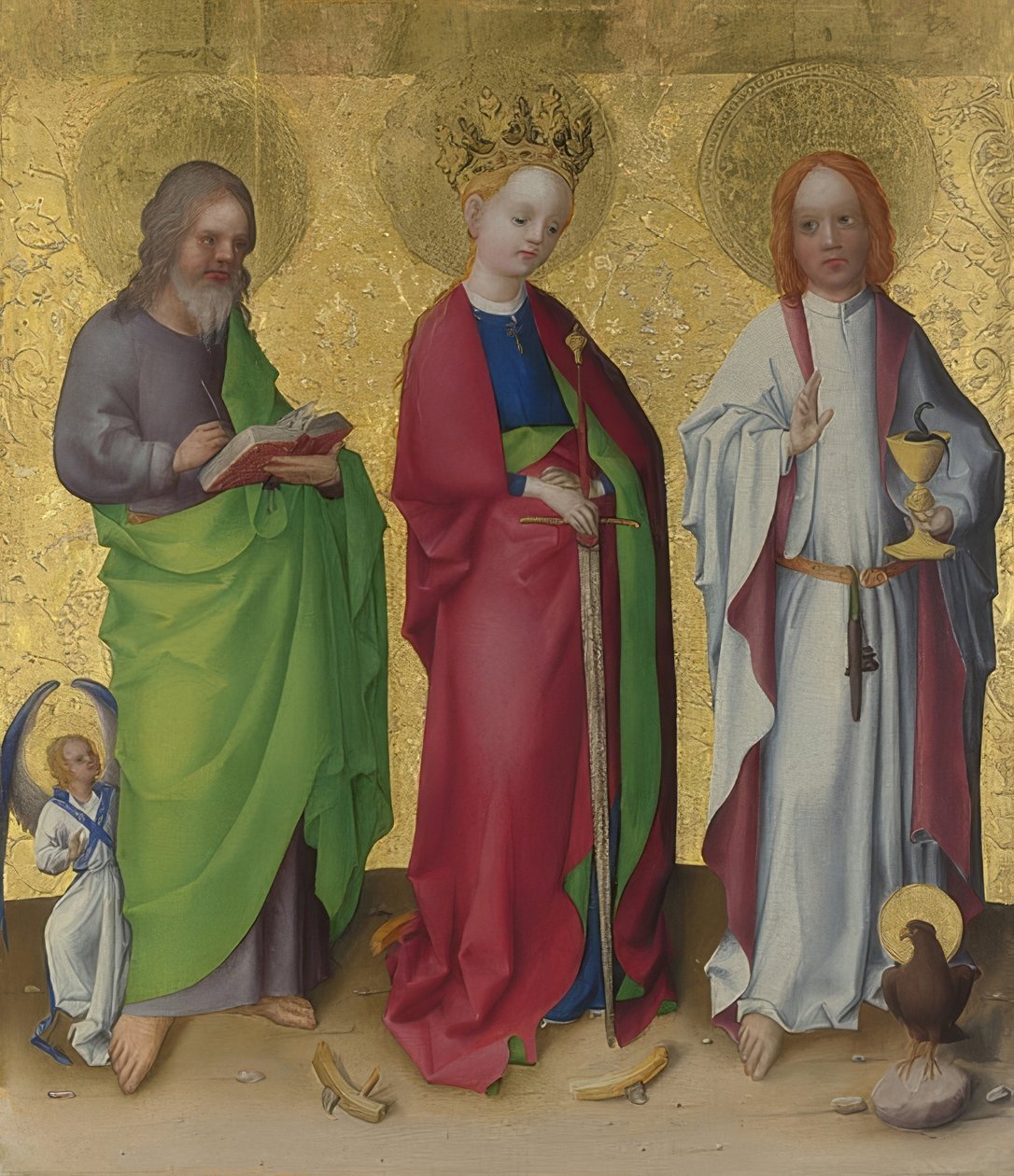 Mateusza, św. Katarzyny Aleksandryjskiej i św. Jana Ewangelisty. Około 1450 r. autorstwa Stephan Lochner