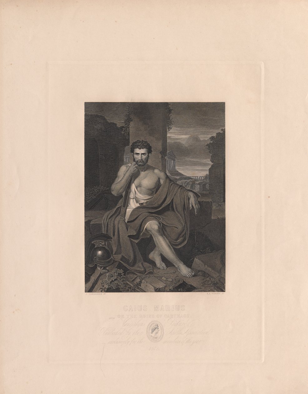 Caius Marius na ruinach Kartaginy. autorstwa Stephen Alonso Schoff