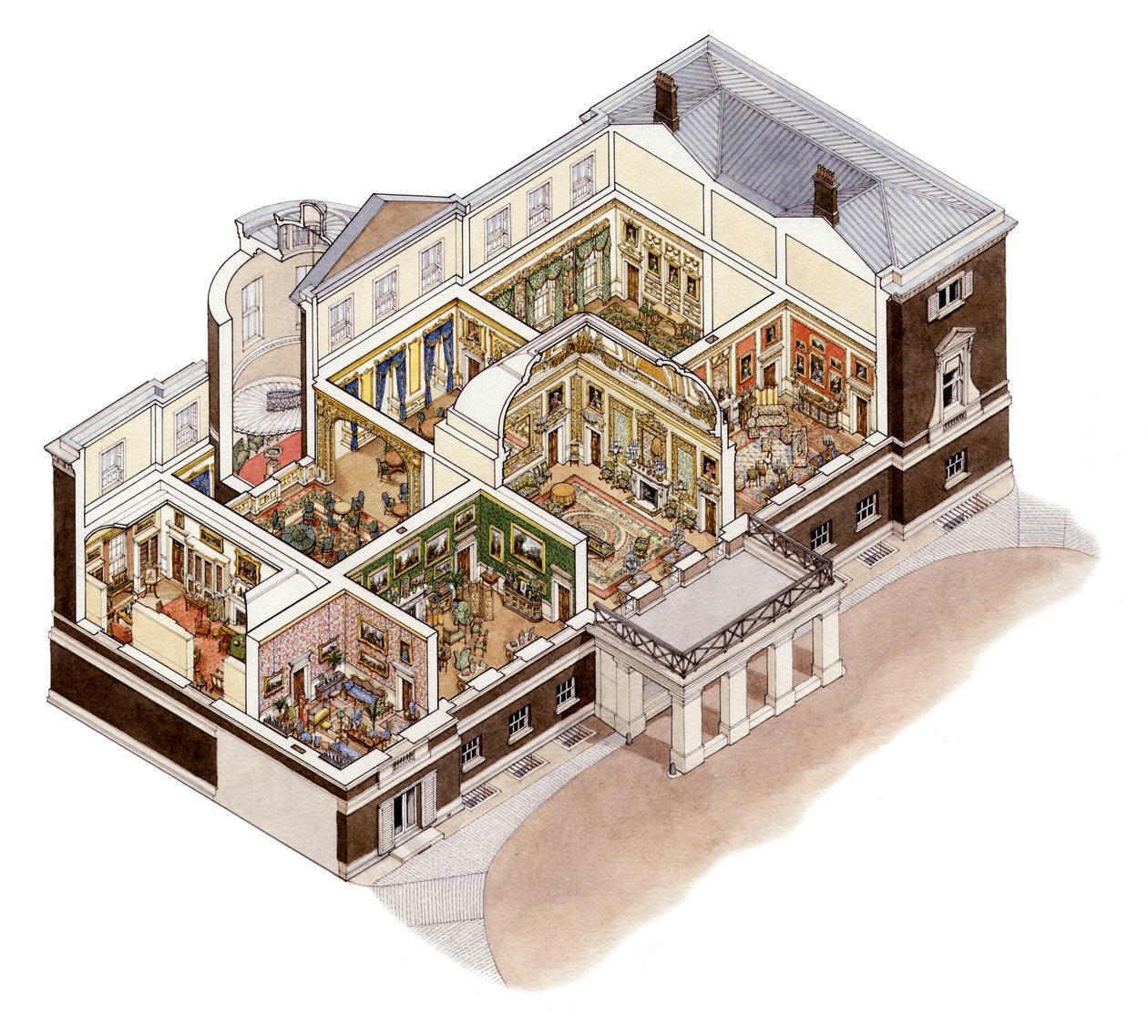 Devonshire House, Piccadilly, Londyn, ok. 1860-1910 (tusz i akwarela) autorstwa Stephen Conlin