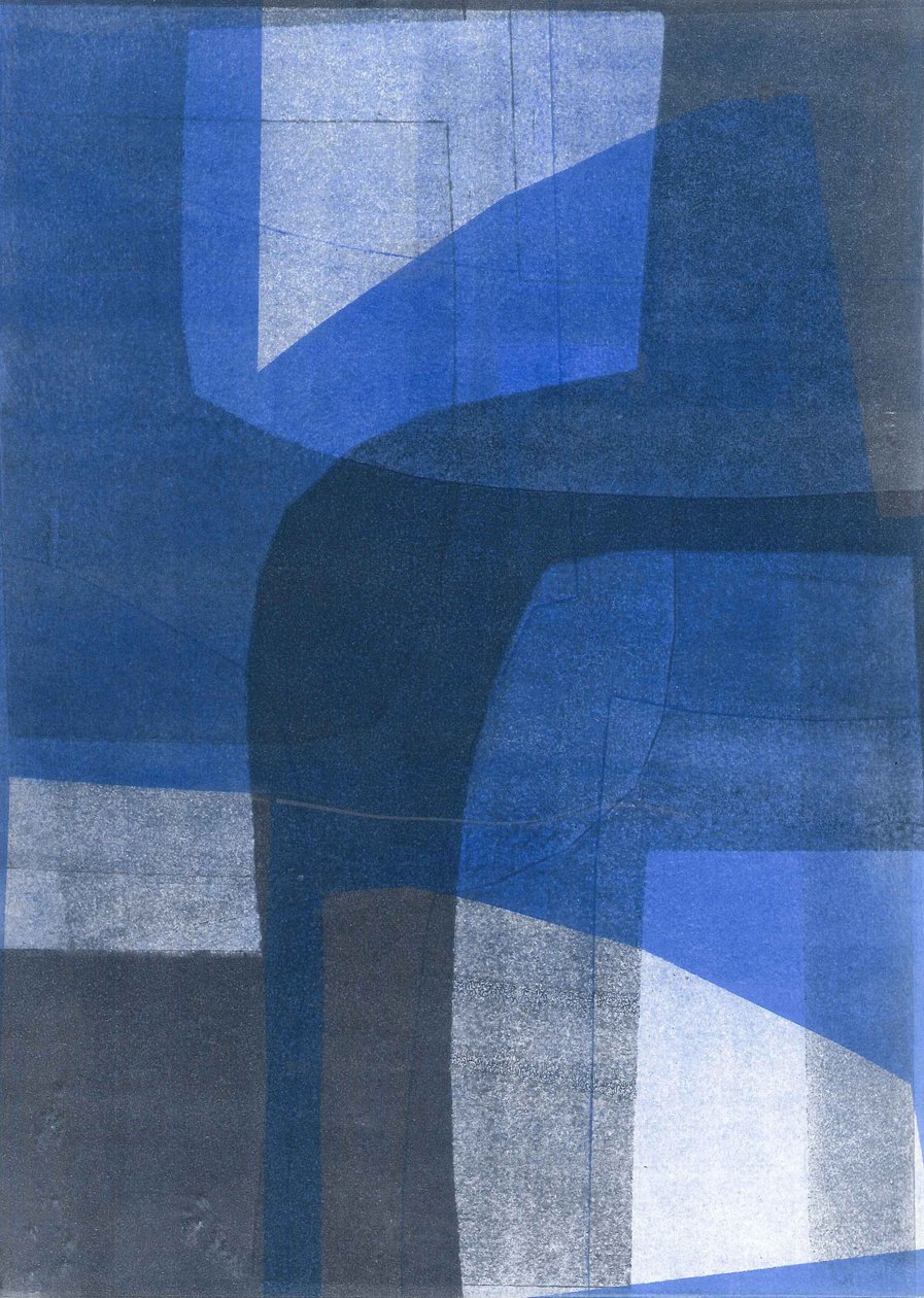 Blue Arches VI, 2015 (monoprint na papierze) autorstwa Stephen Dow