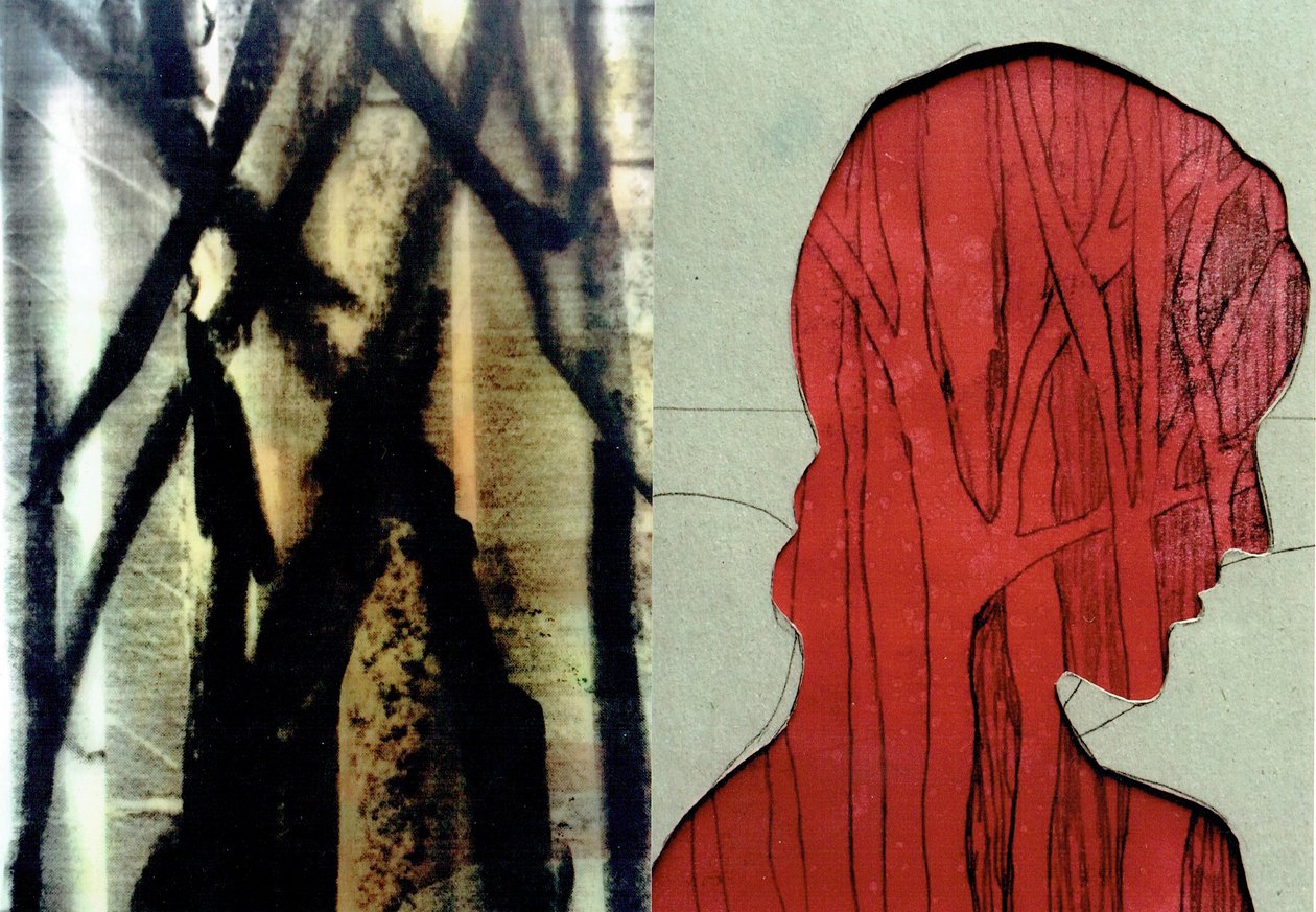La Foret VIII, 2017 (monoprint i kolaż zdjęć) autorstwa Stephen Dow