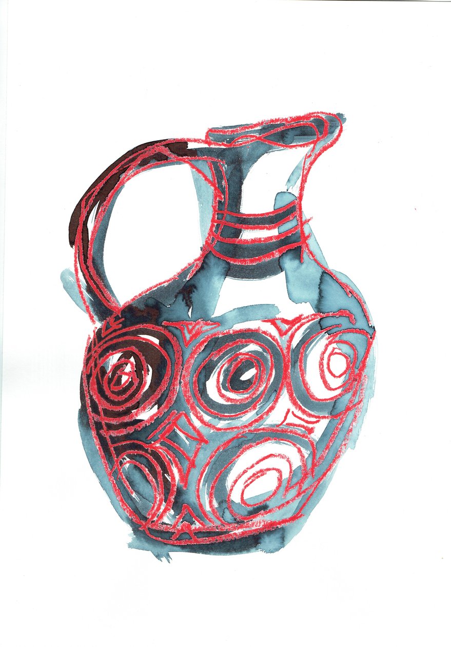 Vessel IV, 2016 (pastel olejny i barwnik do tkanin na papierze) autorstwa Stephen Dow