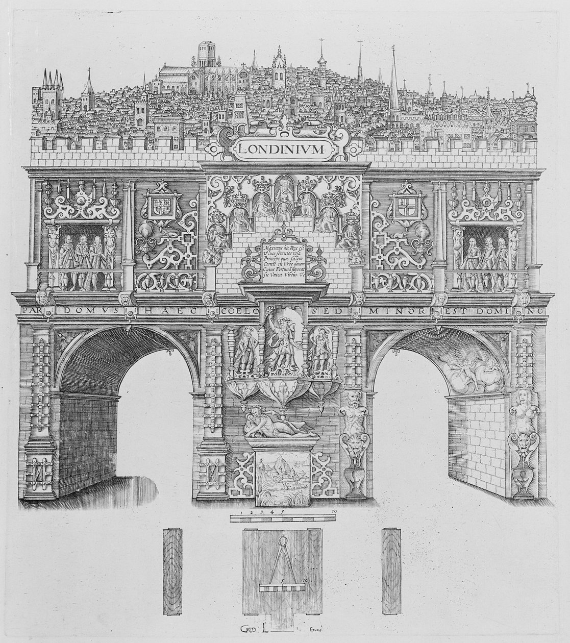 Łuk triumfalny, rycina Williama Kipa, 1604 r. autorstwa Stephen Harrison