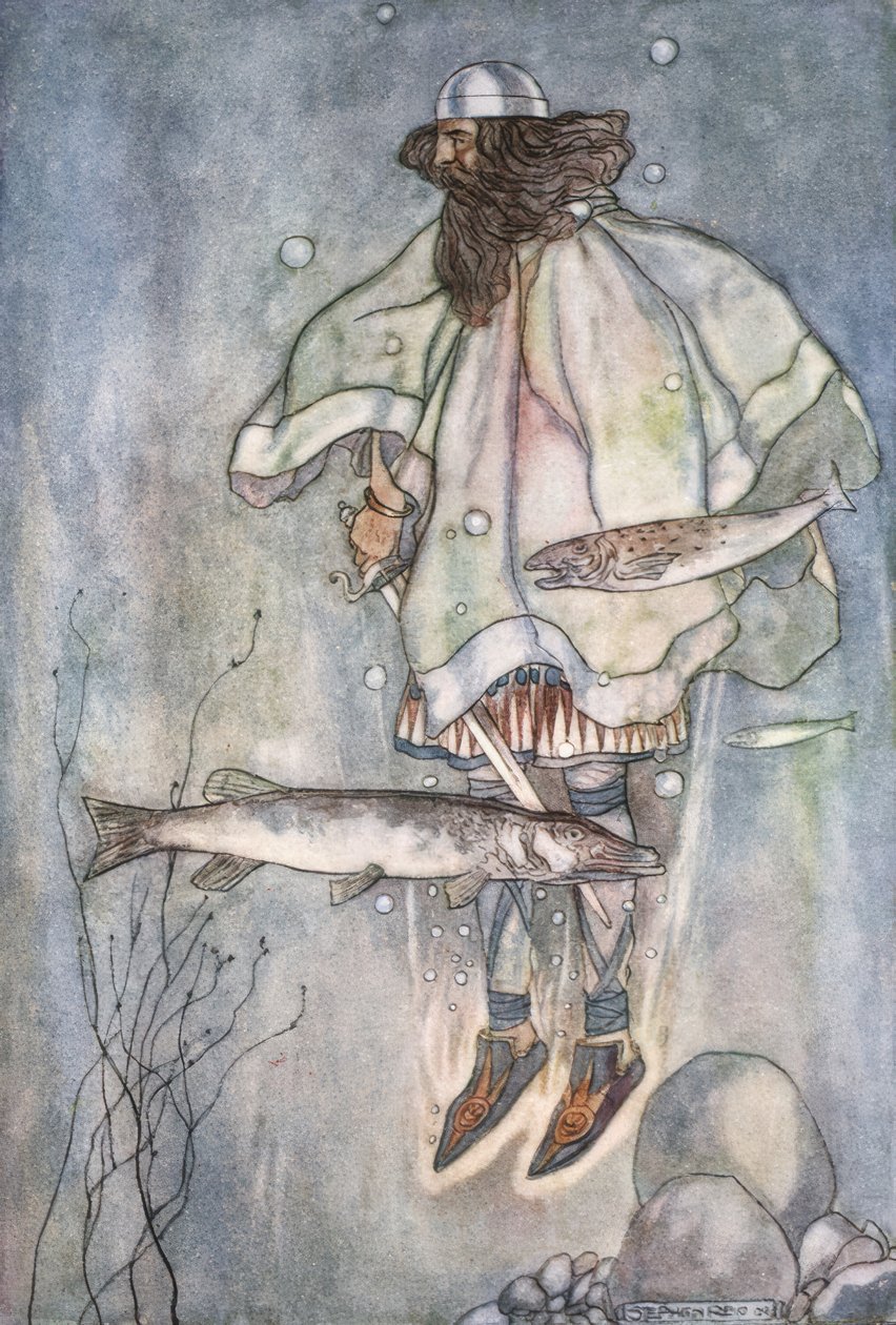 Fergus schodzi do jeziora autorstwa Stephen Reid