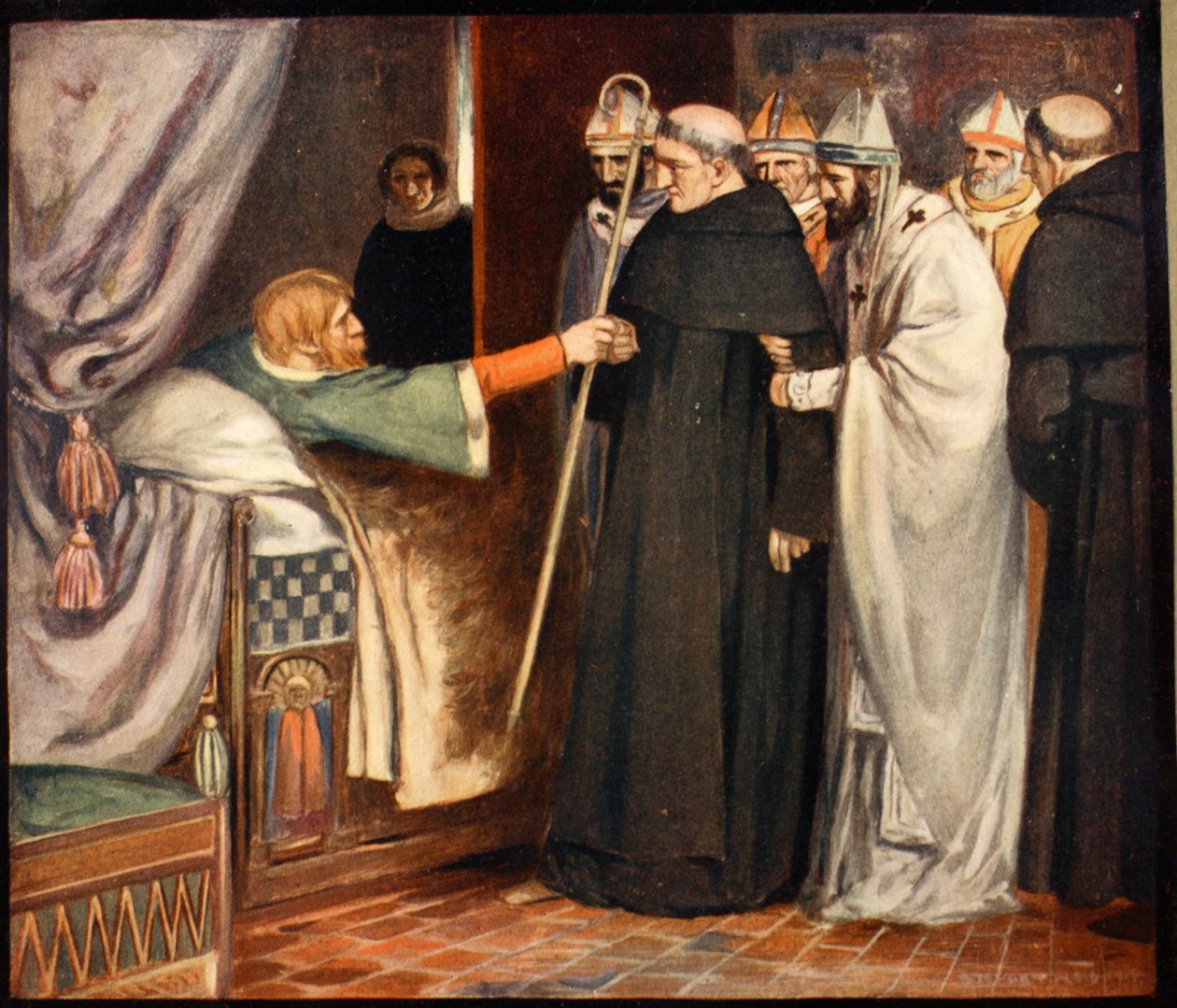 Święty Anzelm, ilustracja z „Potężnej armii” Winifred M. Letts, wyd. 1912 (kolor lito) autorstwa Stephen Reid