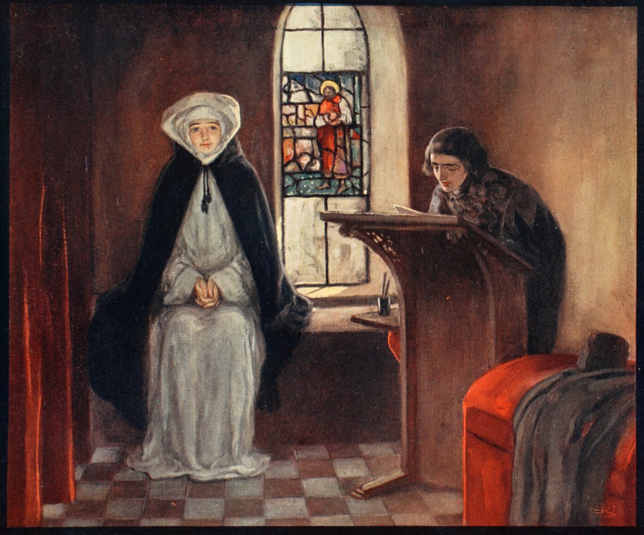 Święta Katarzyna ze Sieny, ilustracja z „Helmet & Cowl: Stories of Monastic and Military Orders” W.M. Letts i MFS Lets autorstwa Stephen Reid