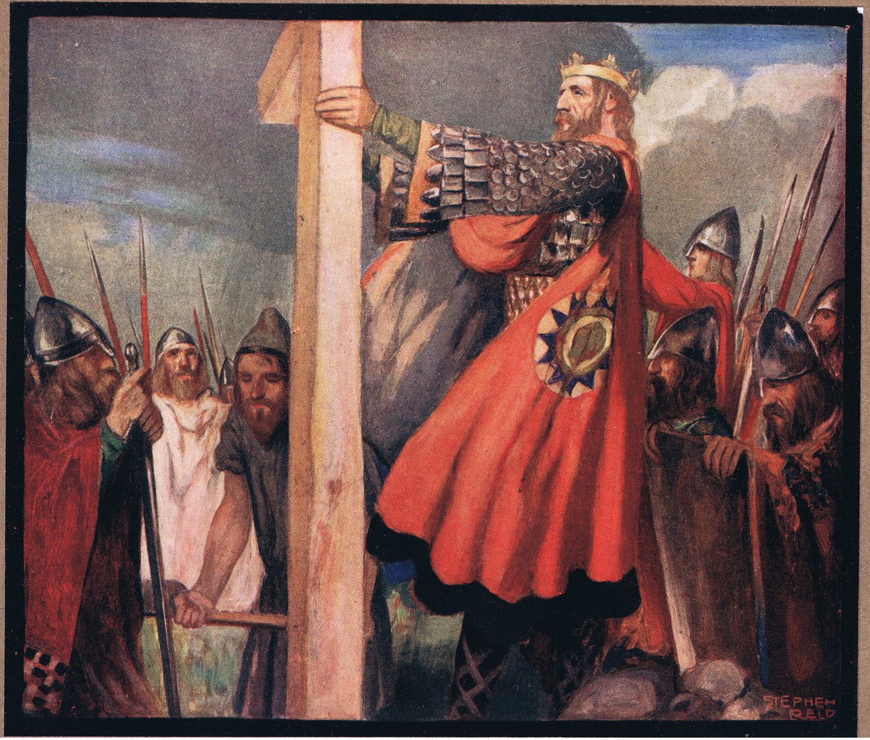 Święty Oswald w Hevenfelth (kolor lito) autorstwa Stephen Reid