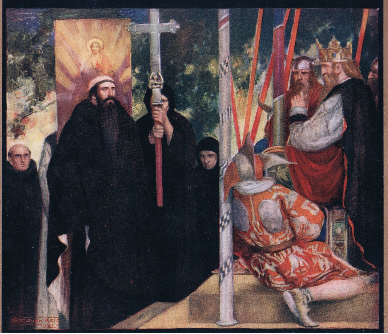 Przyjęcie św. Augustyna przez Ethelberta (kolor lito) autorstwa Stephen Reid
