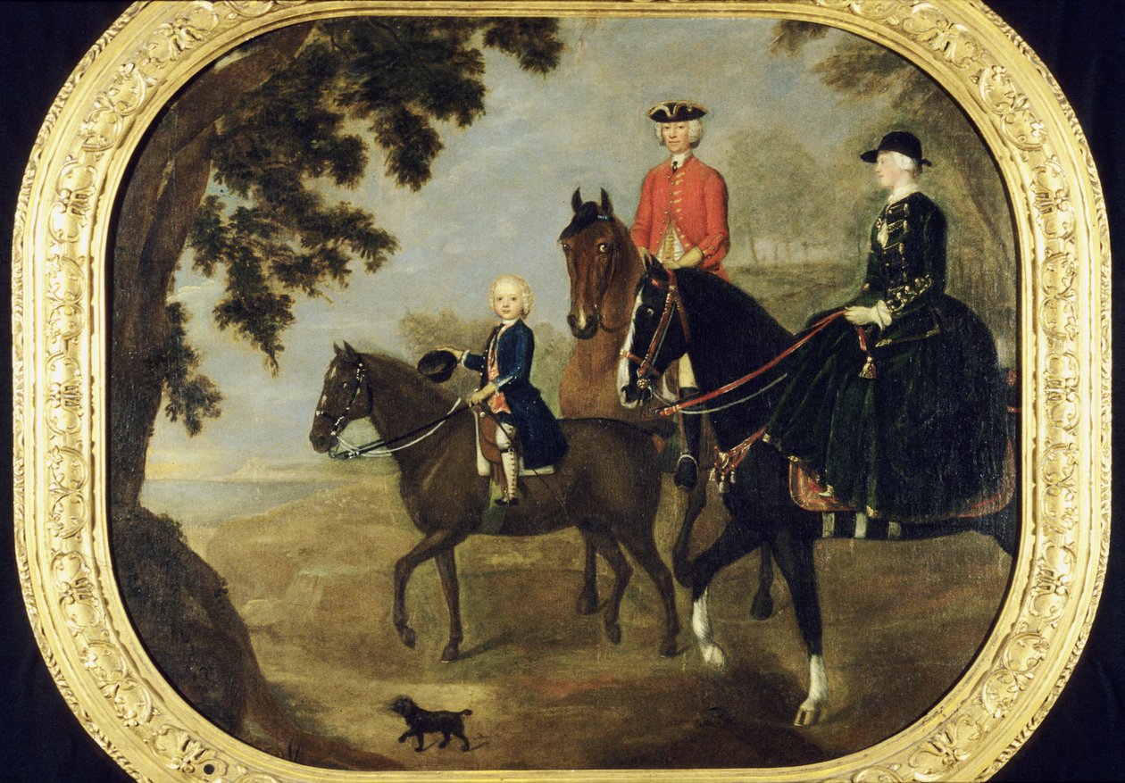 Sir George Hampton i rodzina, c.1738 (olej na panelu) autorstwa Stephen Slaughter