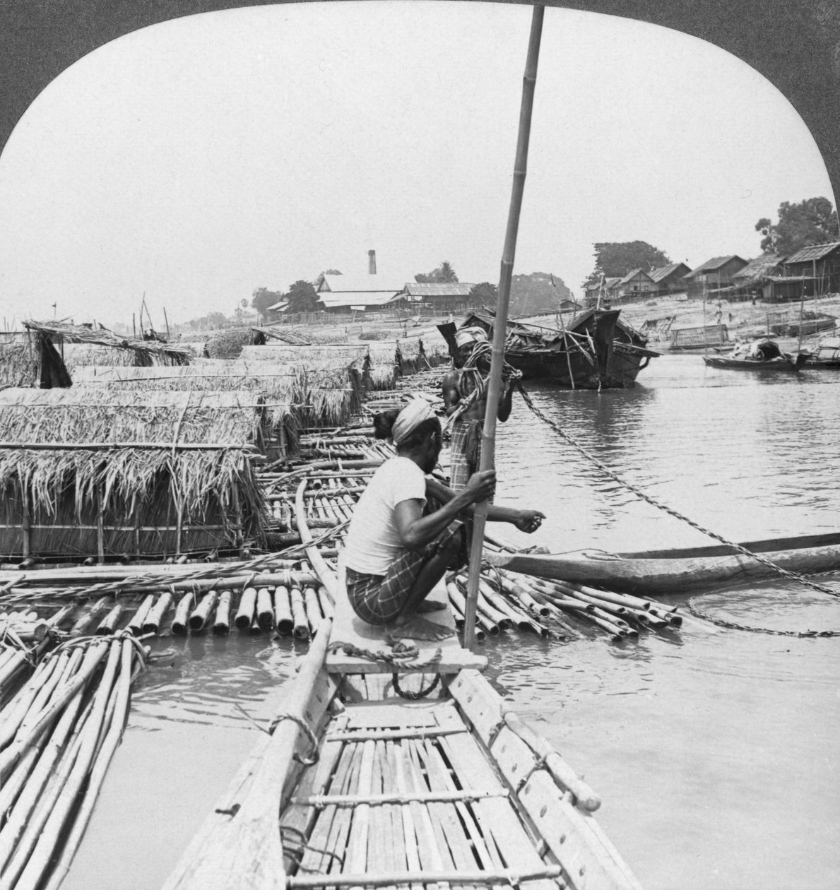 Tratwy na rzece Irrawaddy, Mandalay, Birma, 1908. autorstwa Stereo Travel Co