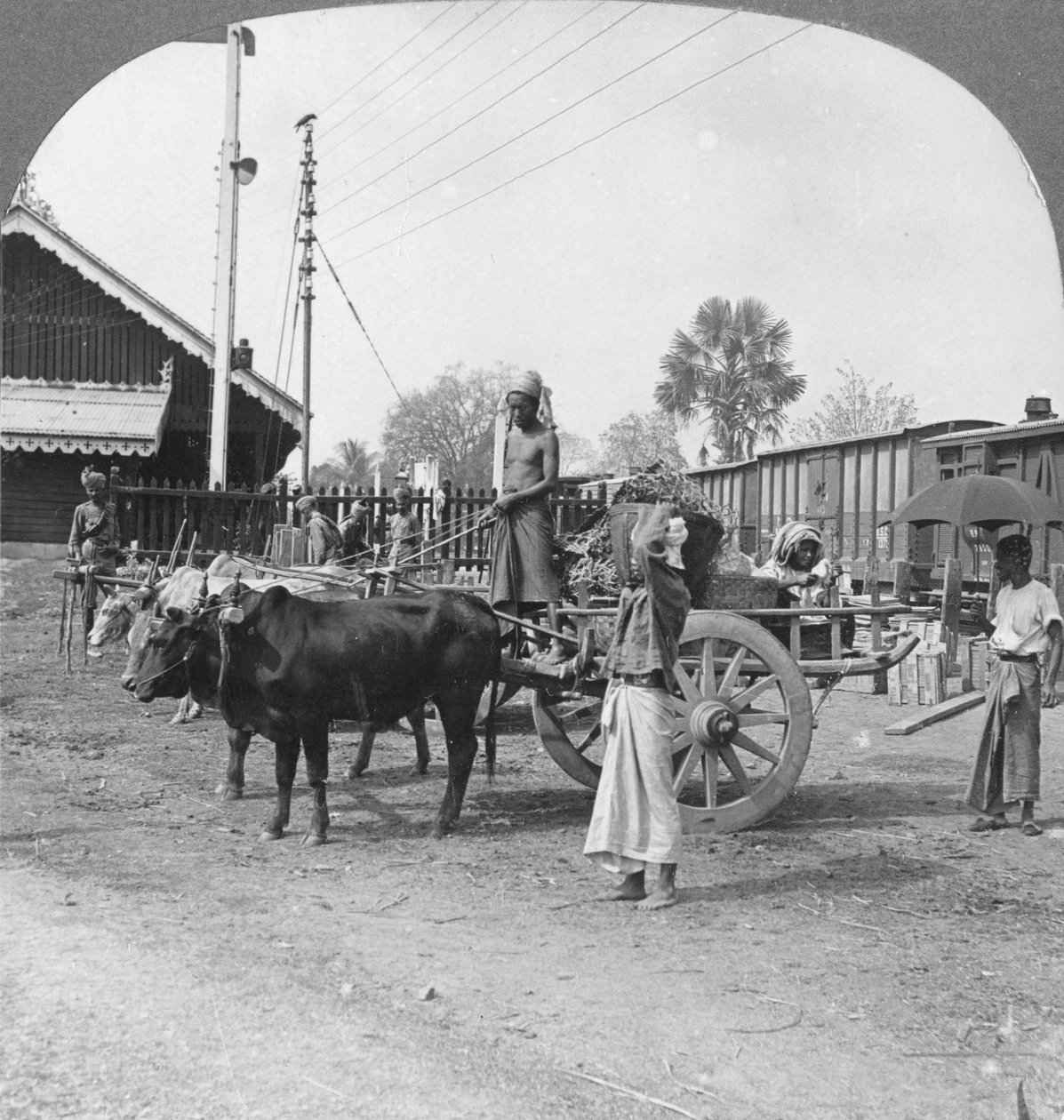 Typowa stacja kolejowa, Katha, Birma, 1908 autorstwa Stereo Travel Co