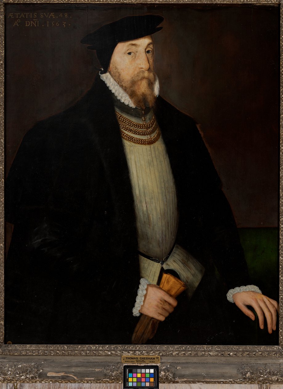 Sir Thomas Gresham (ok. 1518-1579), ok. 1518-79 (olej na desce) autorstwa Steven van der (attr. to) Meulen