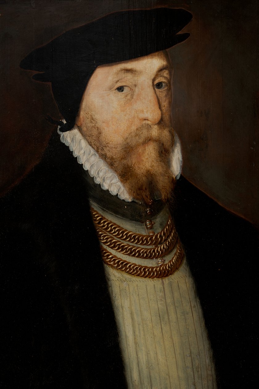 Sir Thomas Gresham (ok. 1518-1579), ok. 1518-79 (olej na desce) autorstwa Steven van der (attr. to) Meulen
