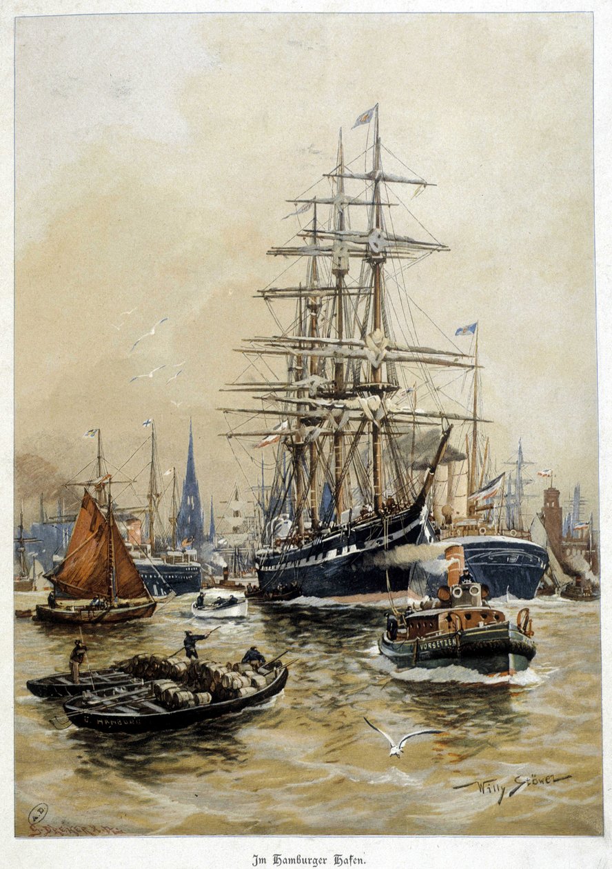 Port w Hamburgu, deb. XX wiek autorstwa Willy Stoewer 