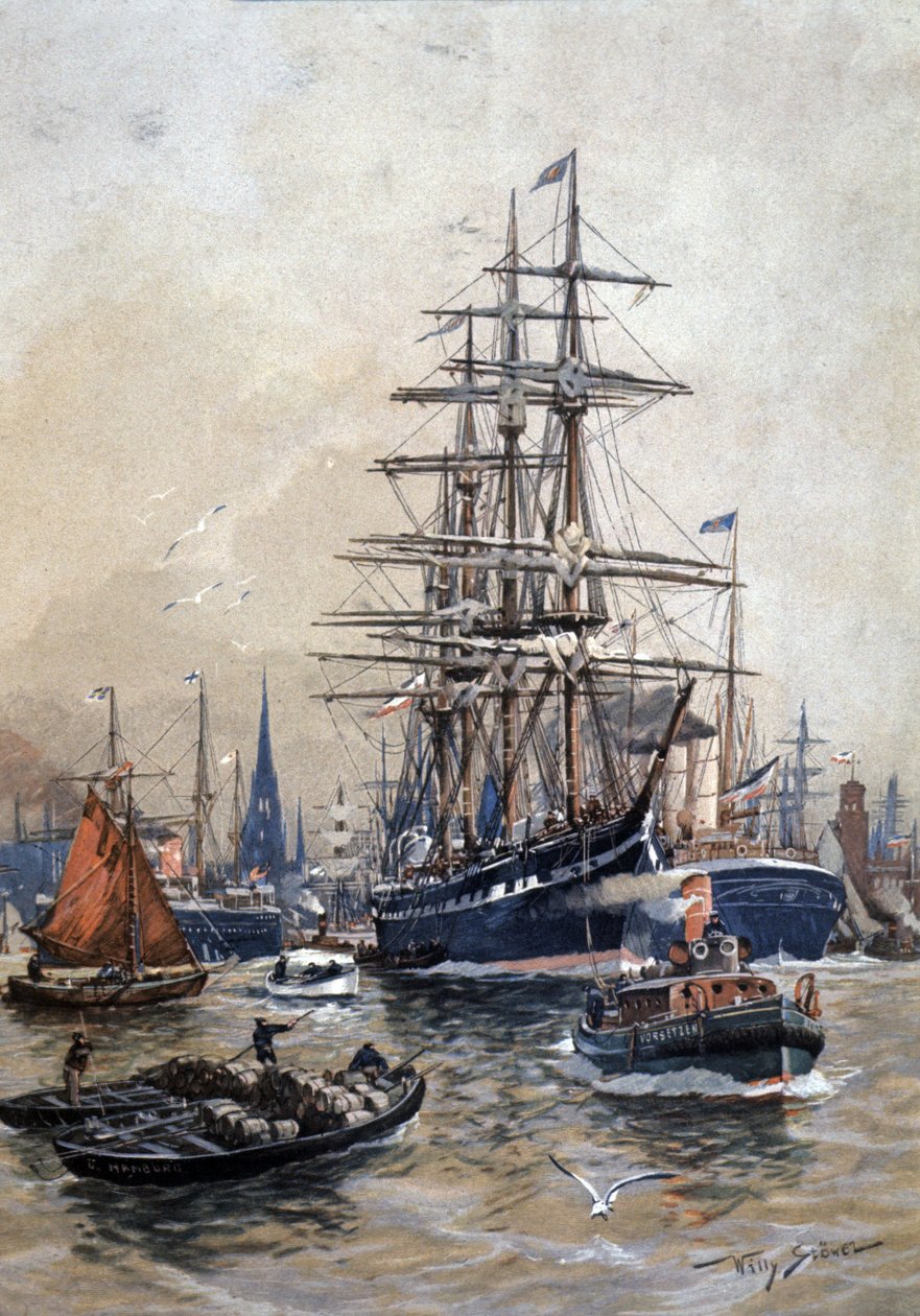 Port w Hamburgu w XIX wieku autorstwa Stoewer Willy (1864 1931)