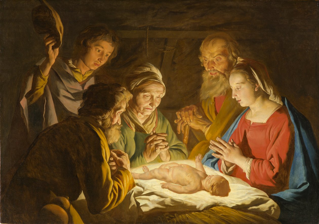Adoracja pasterzy, ok. 1635-1637 autorstwa Matthias Stomer