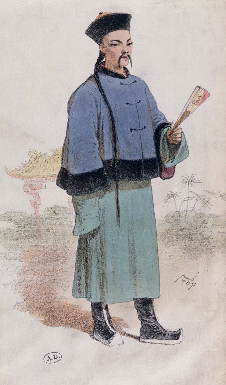 Mandaryn w futrze z wachlarzem, ok. 1860 r. autorstwa Stop