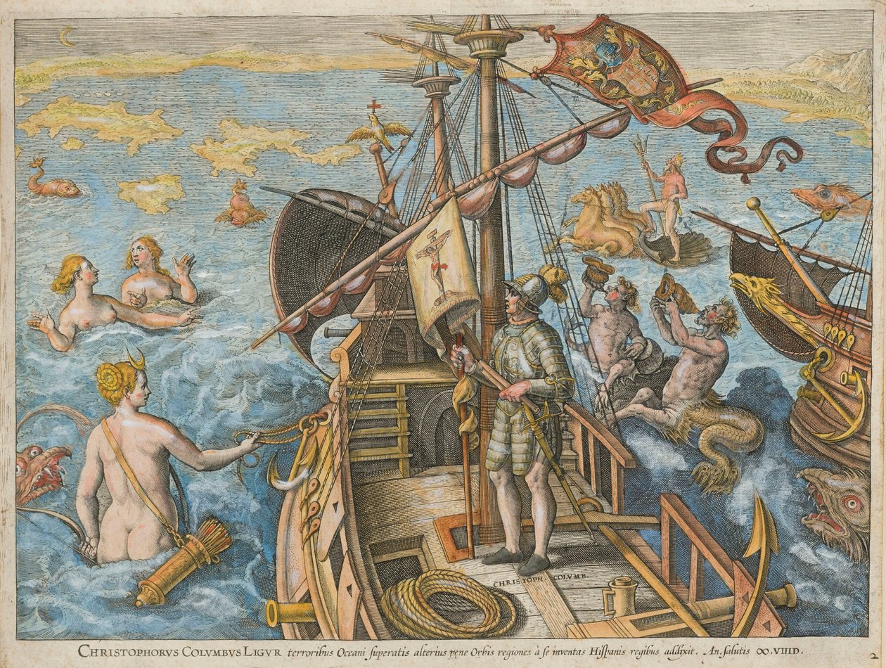 Odkrycie Ameryki przez Krzysztofa Kolumba, 1591. autorstwa Stradanus