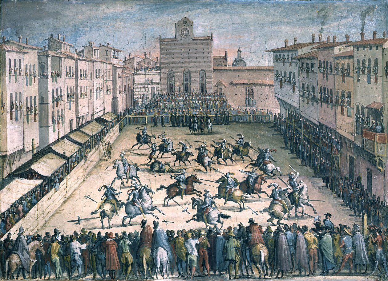 Pojedynek konny na Piazza Santa Croce, 1561-1562 autorstwa Stradanus