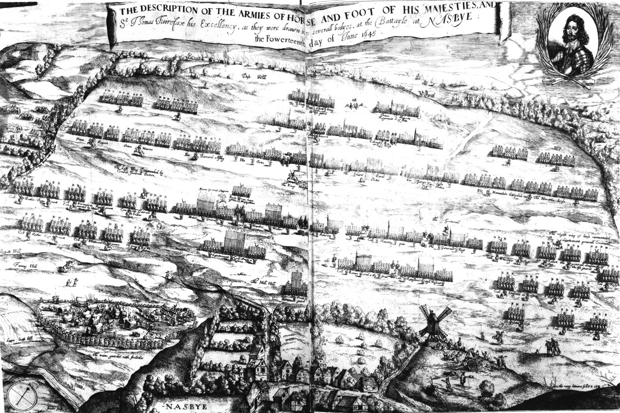 The Description of the Armies of Horse and Foot of his Majesties at the Battle of Naseby, 14th June 1645, po raz pierwszy opublikowany w "Anglia Rediviva" przez Joshua Sprigge w 1647 r. autorstwa Streeter