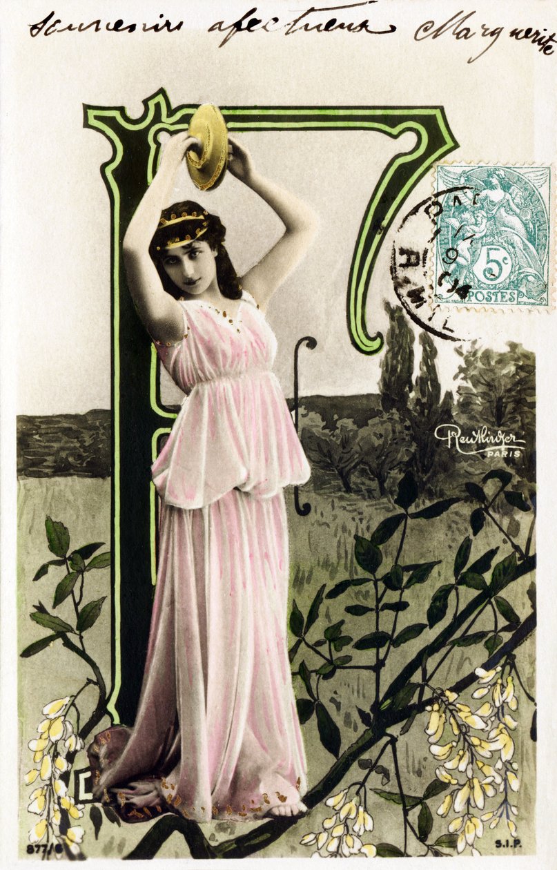 F : Mlle Beauregard, artysta z lat 1900 - Alfabet na pocztówce autorstwa Studio Reutlinger
