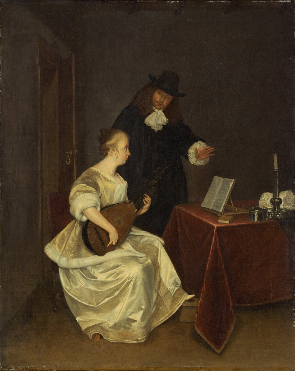 Lekcja muzyki autorstwa Studio of Gerard ter Borch the Younger