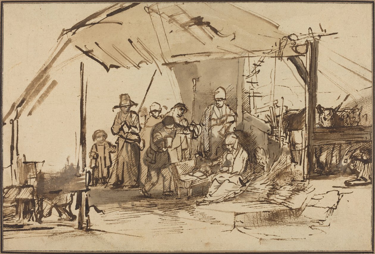 Adoracja pasterzy autorstwa Studio of Rembrandt van Rijn