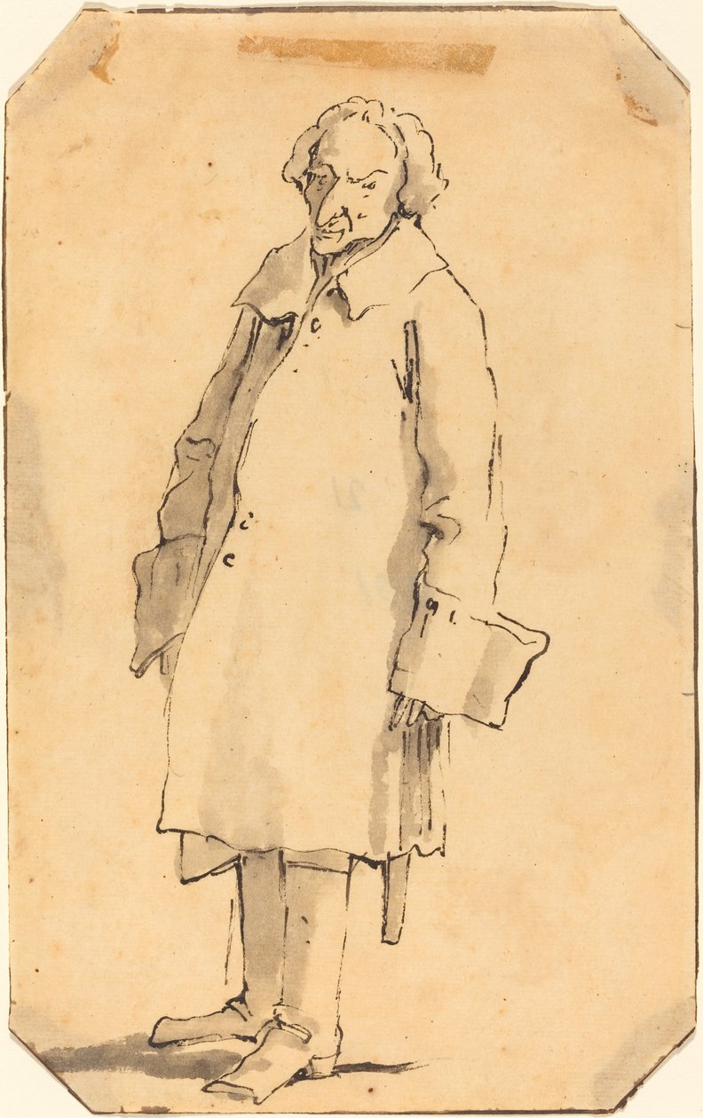 Stojący mężczyzna w świetnym płaszczu i butach autorstwa Style of Giovanni Battista Tiepolo