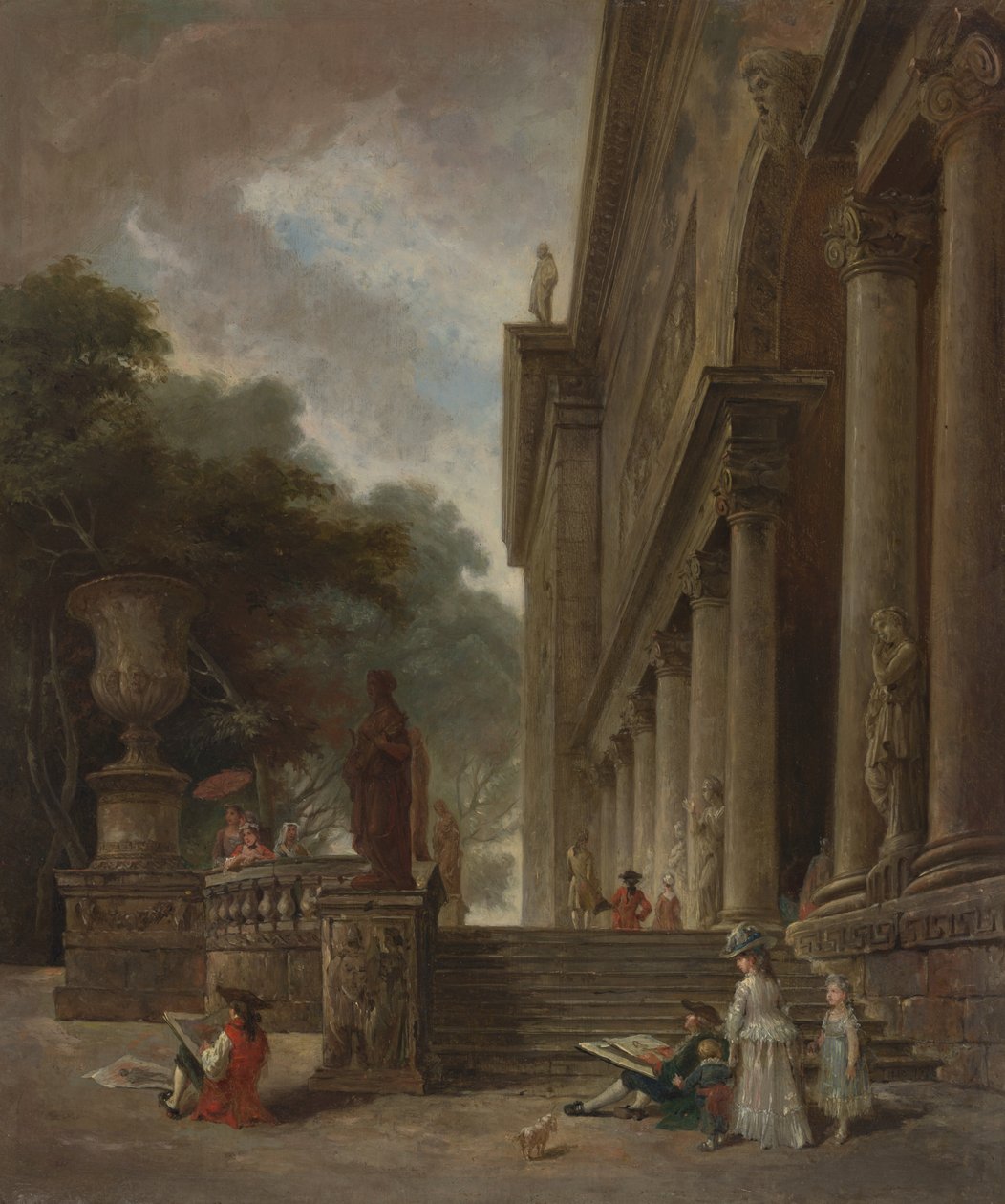 Kolumnada i ogrody pałacu Medyceuszy autorstwa Style of Hubert Robert