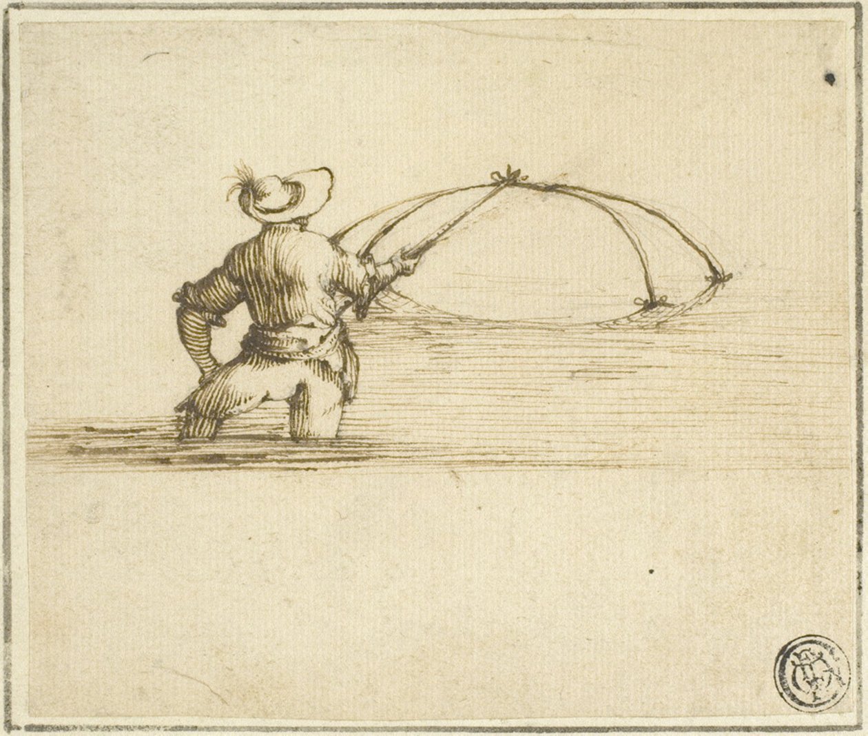 Rybak z siatką autorstwa Style of Jacques Callot