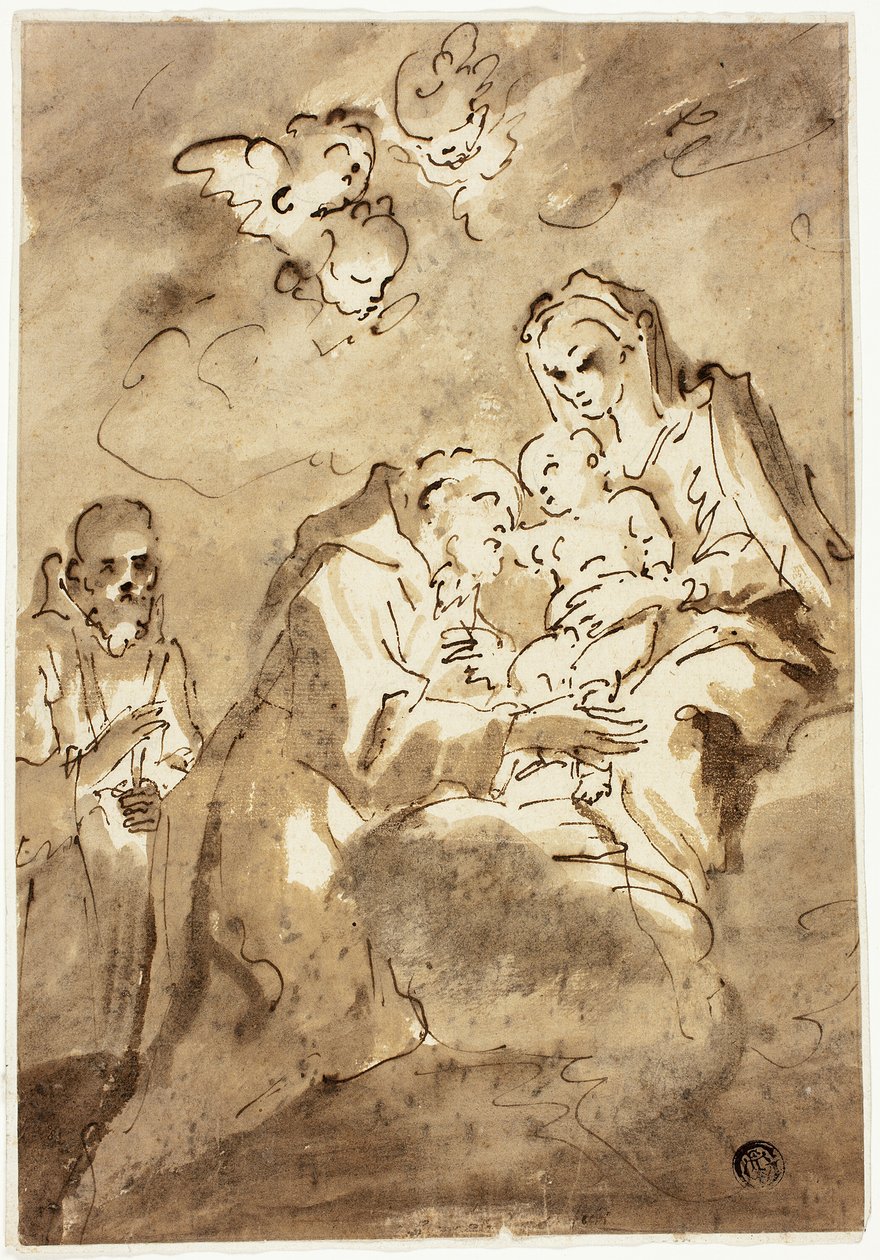 Madonna z Dzieciątkiem adorowana przez świętego Franciszka autorstwa Style of Pietro Novelli