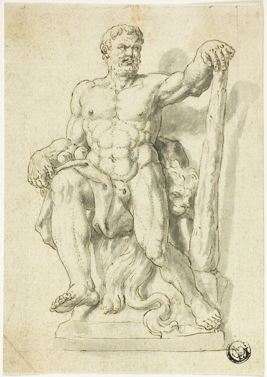 Posąg siedzącego Herkulesa autorstwa Style of Raymond de Lafage