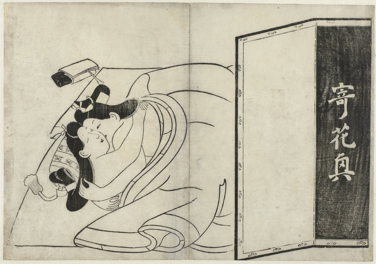 Pokaz erotyczny Hana ni Yosurukyo (tytuł serii) autorstwa Sugimura Jihei (attributed to)