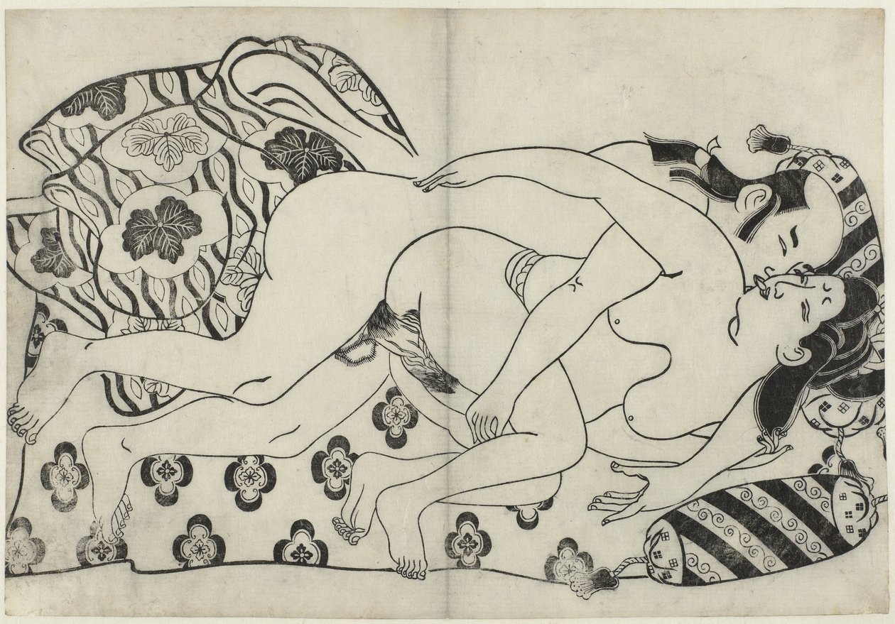 Pokaz erotyczny Hana ni Yosurukyo (tytuł serii) autorstwa Sugimura Jihei (attributed to)