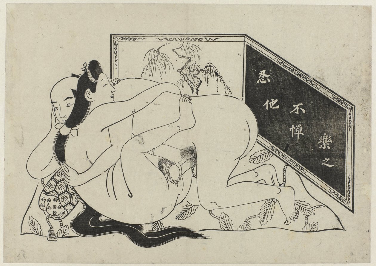 Pokaz erotyczny Hana ni Yosurukyo (tytuł serii) autorstwa Sugimura Jihei (attributed to)