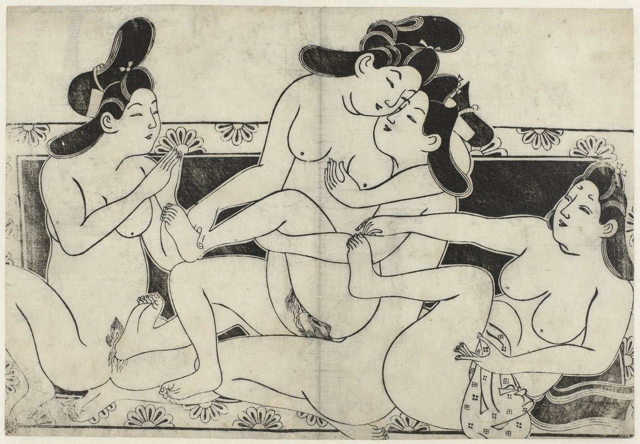 Pokaz erotyczny Hana ni Yosurukyo (tytuł serii) autorstwa Sugimura Jihei (attributed to)