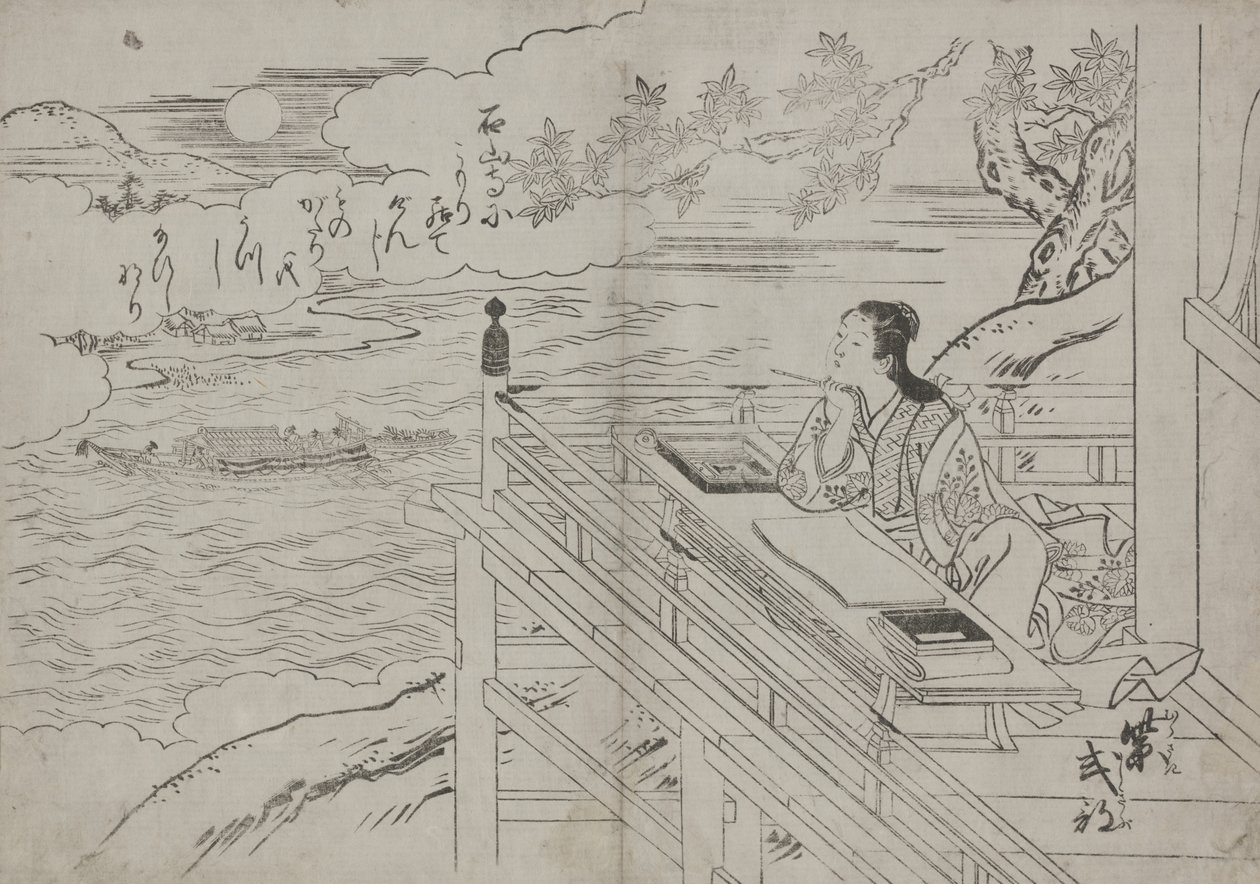 Ilustracja przedstawiająca Lady Murasaki autorstwa Sukenobu Nishikawa