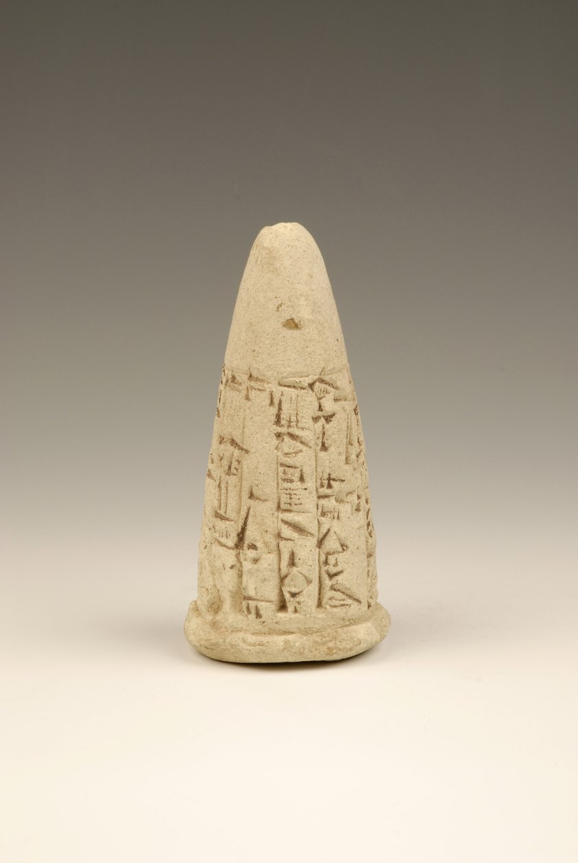 Stożek klinowy, 2143-2124 pne (terakota) autorstwa Sumerian