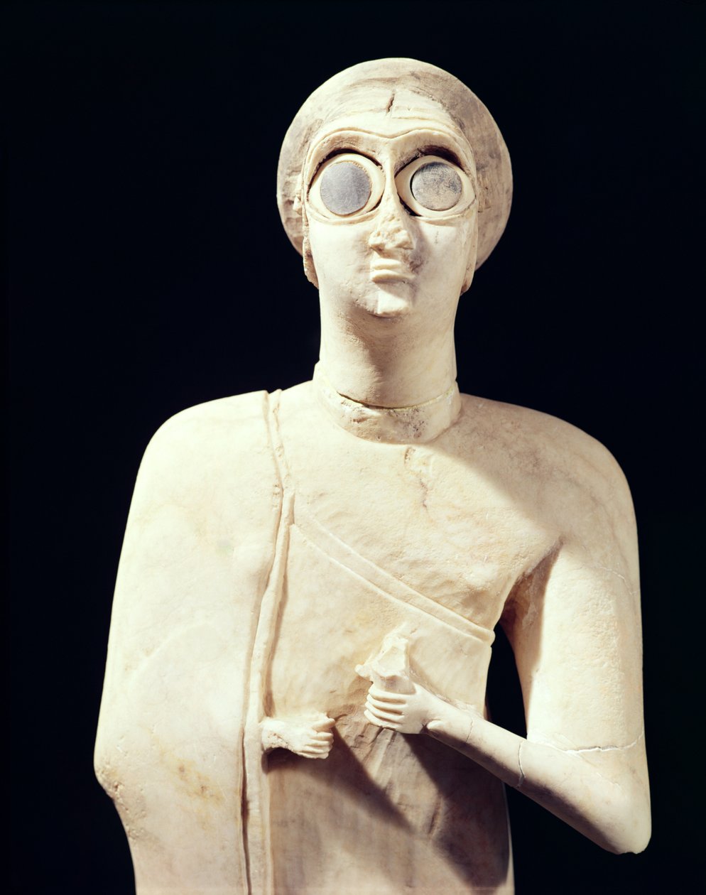 Posąg Wielkiej Bogini z Tell Asmar, 2800-2300 p.n.e., wapień, detal z 195515 r. autorstwa Sumerian