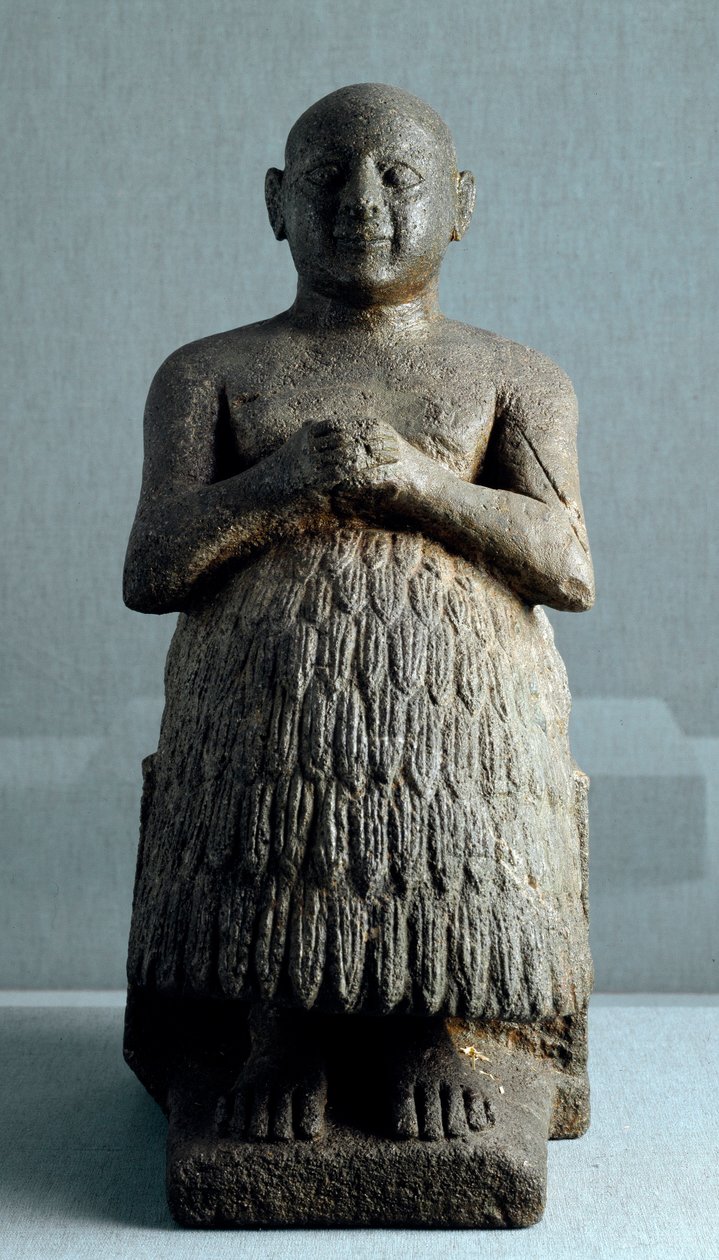 Sztuka Mezopotamii: posąg księdza i pisarza Dudu de Lagasha. Rzeźba Diorytu około 2600 pne (okres sumeryjski, około 2900-2200 pne). Wysokość: 0,45 m Muzeum Irackie, Bagdad autorstwa Sumerian Sumerian