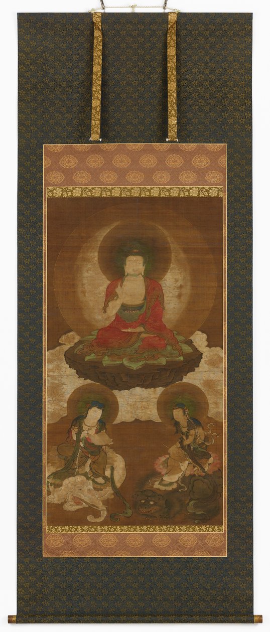 Triada buddyjska: Sakjamuni, Mandziuśri i Samantabhadra, okres Edo, połowa XVII-początek XVIII wieku. autorstwa Sumiyoshi Gukei