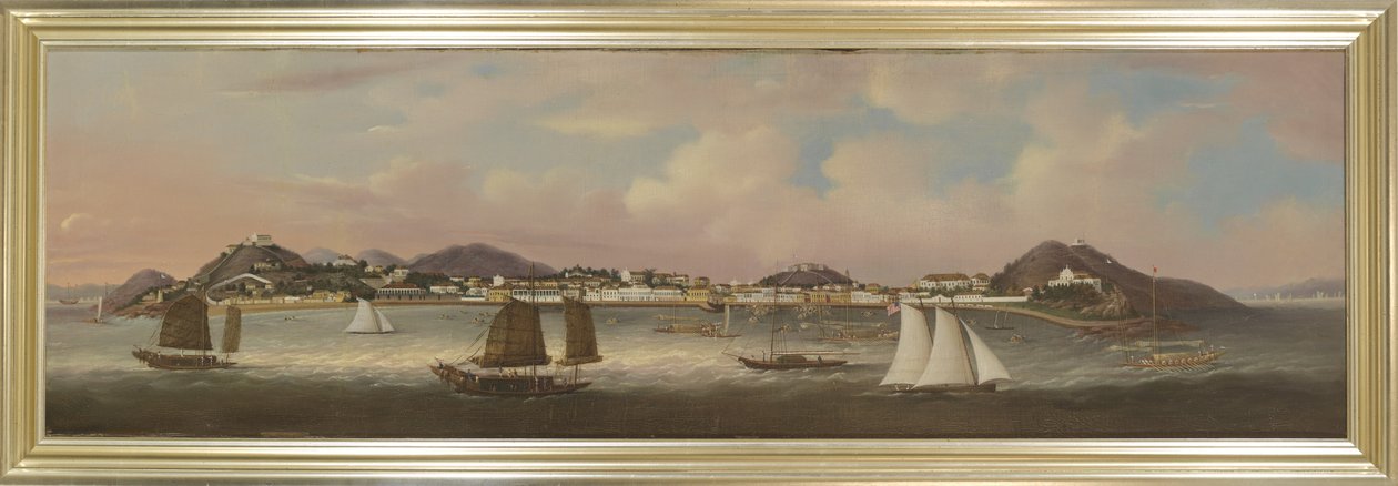 Widok na Praya Grande, Makau, ok. 1850 r. (olej na płótnie) autorstwa Sunqua Sunqua