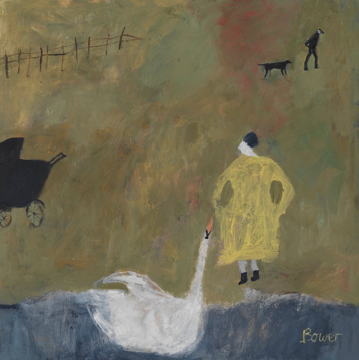 Leda, 2011 (olej na płycie) autorstwa Susan Bower