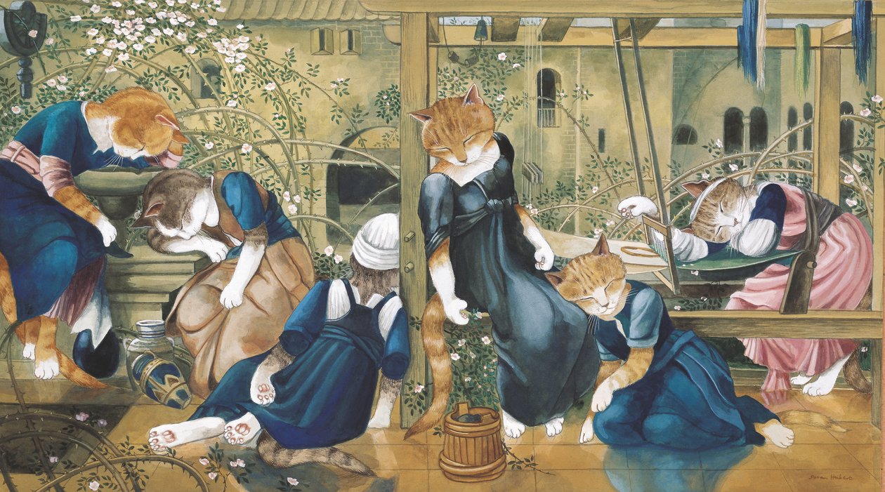 Ilustracja z Cats Galore! A Compendium of Cultured Cats (wyd. 2015) autorstwa Susan Herbert