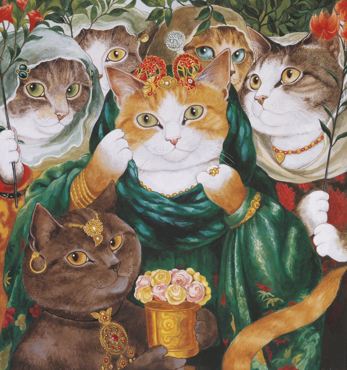 Ilustracja z Cats Galore! A Compendium of Cultured Cats (wyd. 2015) autorstwa Susan Herbert