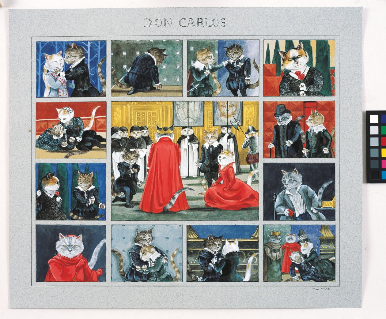 Ilustracja z Cats Galore! A Compendium of Cultured Cats (wyd. 2015) autorstwa Susan Herbert