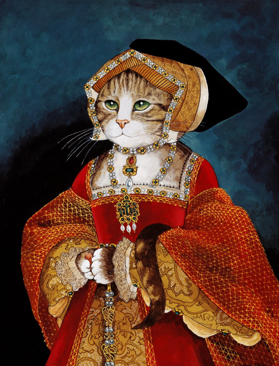 Ilustracja z Cats Galore! A Compendium of Cultured Cats (wyd. 2015) autorstwa Susan Herbert
