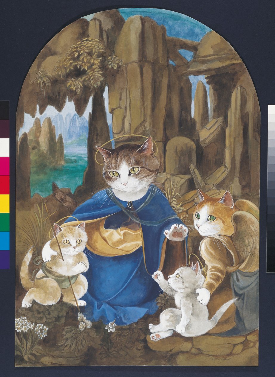 Ilustracja z Cats Galore! A Compendium of Cultured Cats (wyd. 2015) autorstwa Susan Herbert